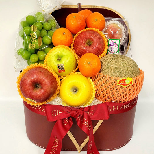 Deluxe Japanese Fruit Hamper with Burgundy Gift Box