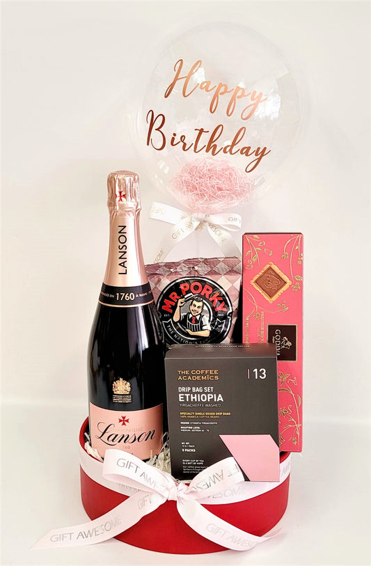 Rose Champagne Gourmet Gift Hamper with Balloon
