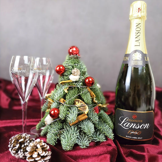 Christmas Mini Nobel Fir Tree & Lanson Champagne Set 750ml